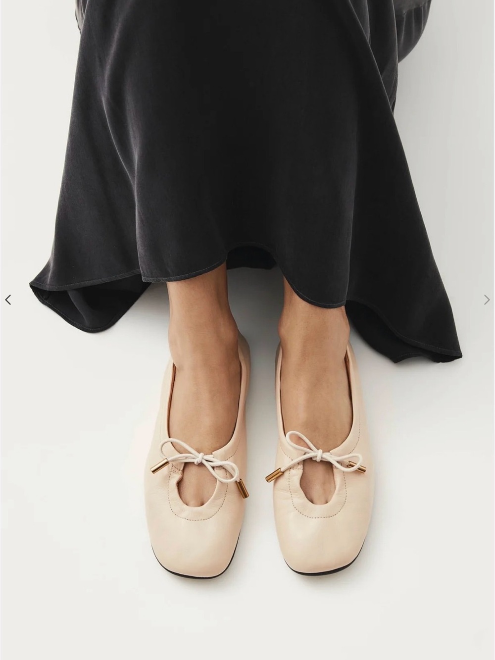 ALOHAS ROSALIND CREAM LEATHER BALLET FLATS